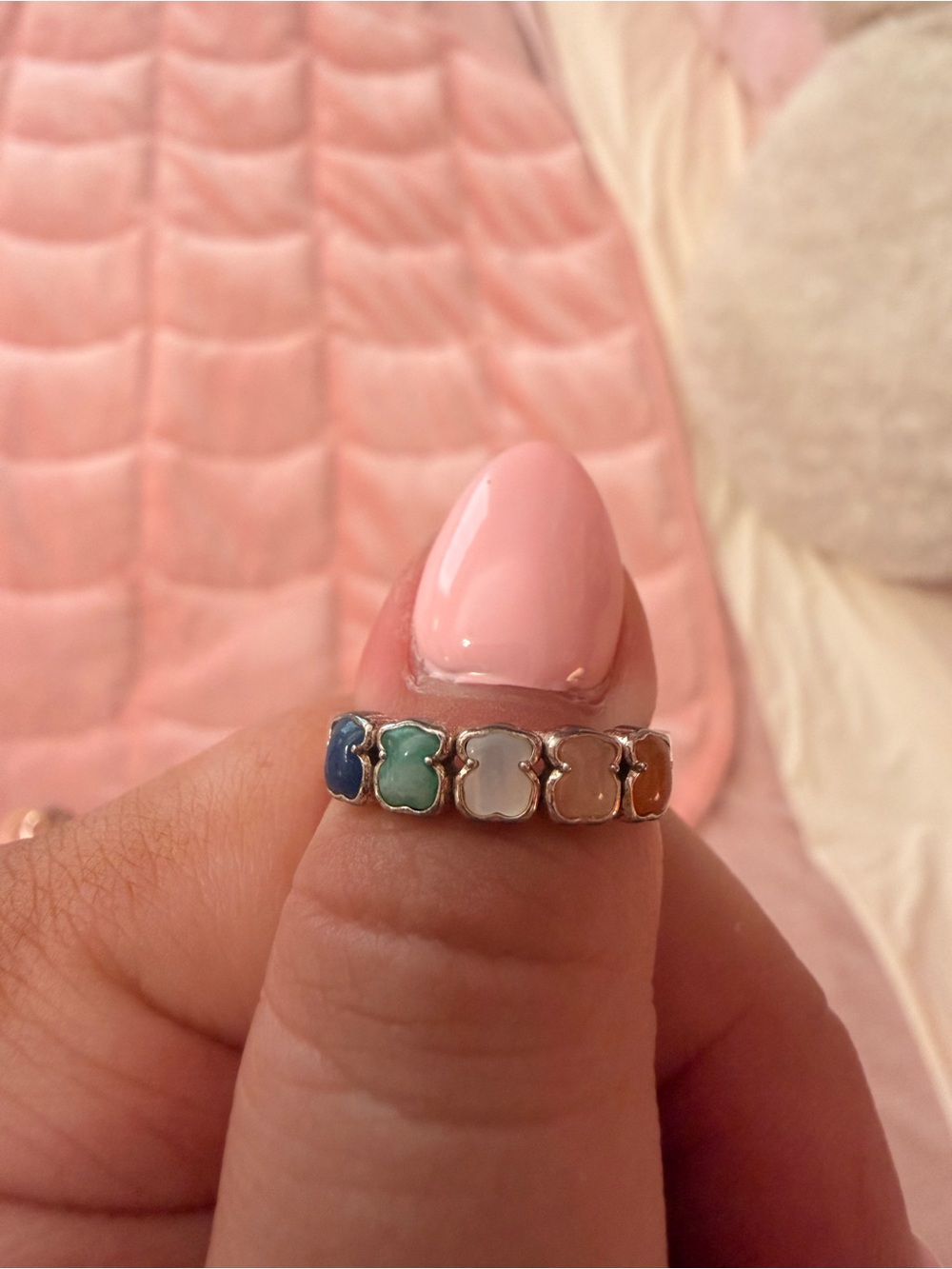 Tous multi color bear ring